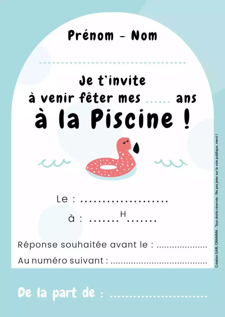 invitation anniversaire piscine aquavire 2