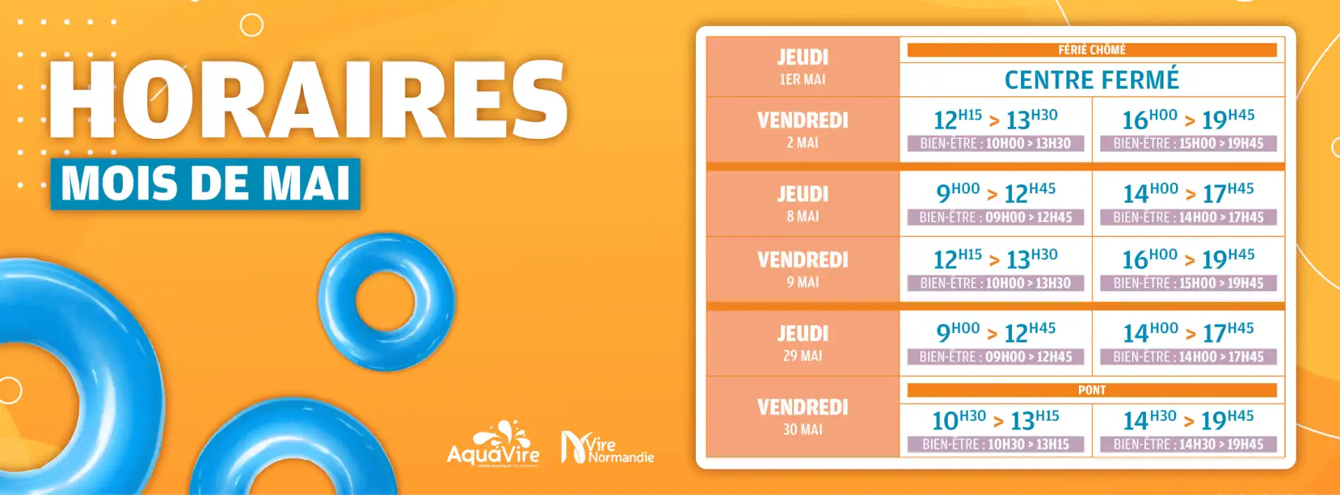horaires mois de mai